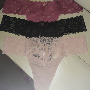 Victoria Secret lace thongs 3 pair size M